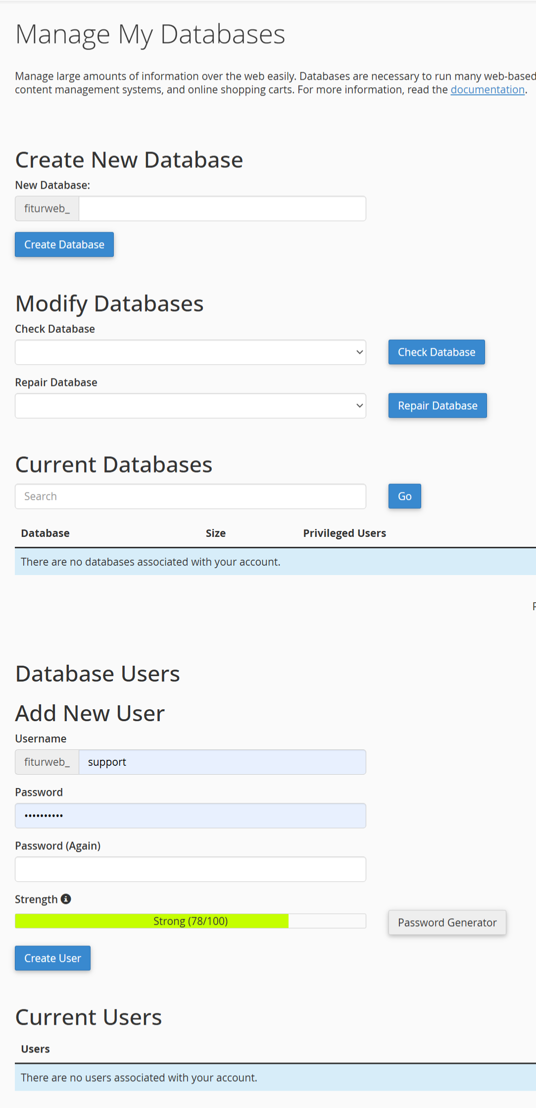 Manage My Database Cpanel