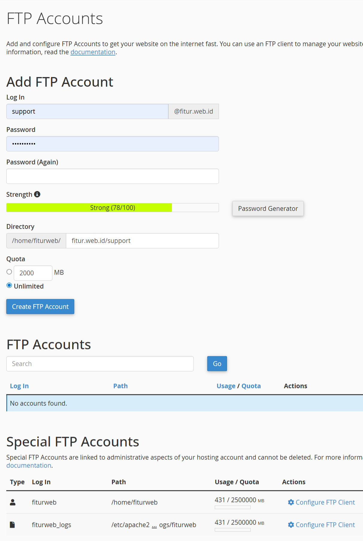 Cara Menggunakan FTP Account di cPanel